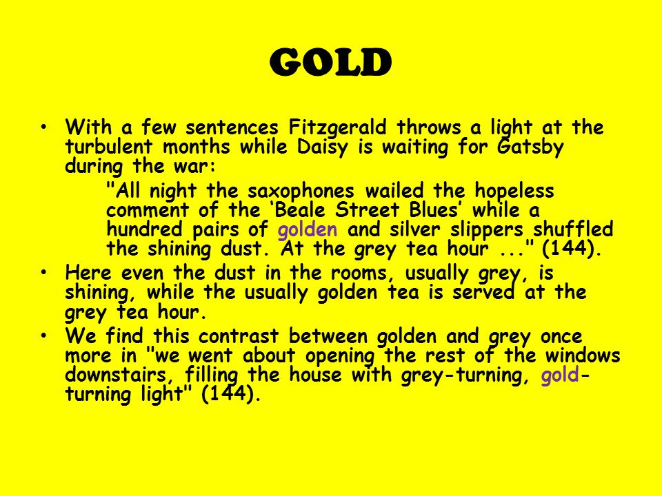 what does gold represent in the great gatsby